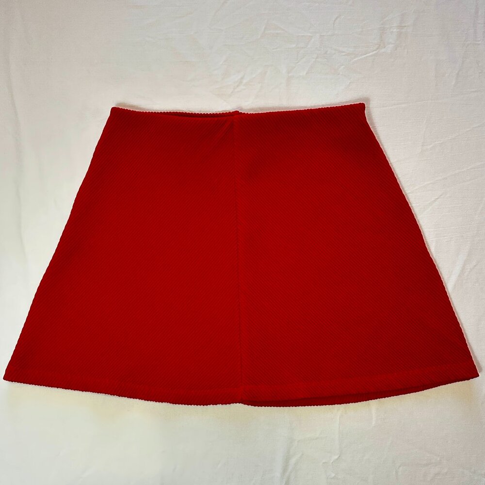 ZARA TRAFALUC RED STRETCH MINI SKIRT, SMALL (BIN C)